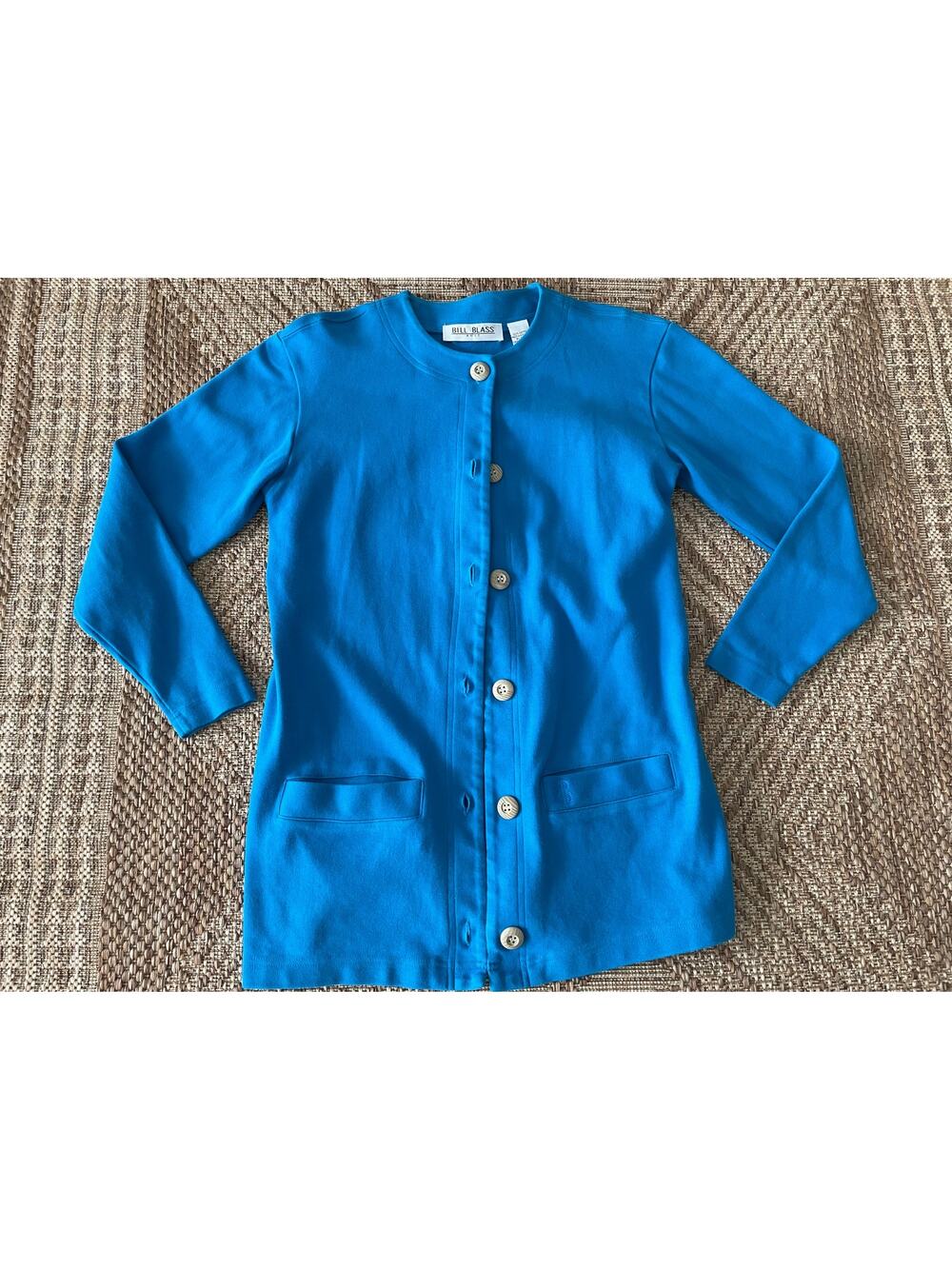VTG> Bill Blass Knit 100% Cotton Coatigan Cardigan Coat SZ Small
